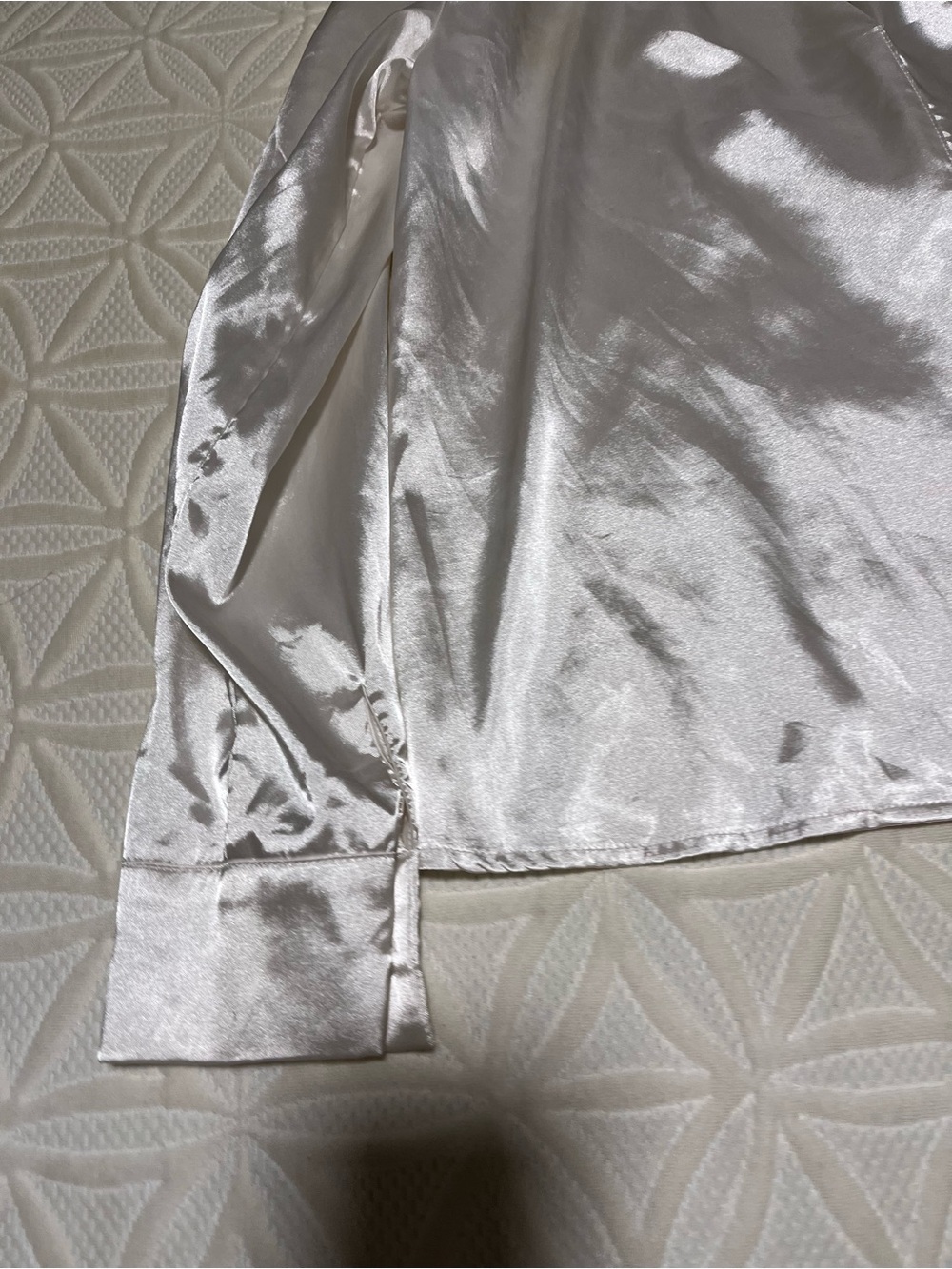 SHEIN Satin Long Sleeve Sleep Top in Ivory